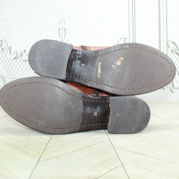 Milano Martignana Brown Leather Side Zipper Buckled Tall Riding Boots Size 9 - Picture 9 of 9